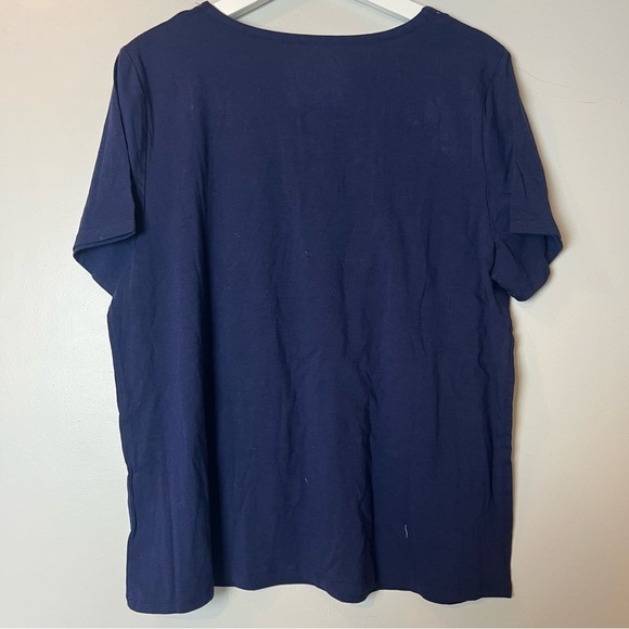 NWT Liz Claiborne Navy Short-Sleeved Sleep Shirt Large - Picture 2 of 5